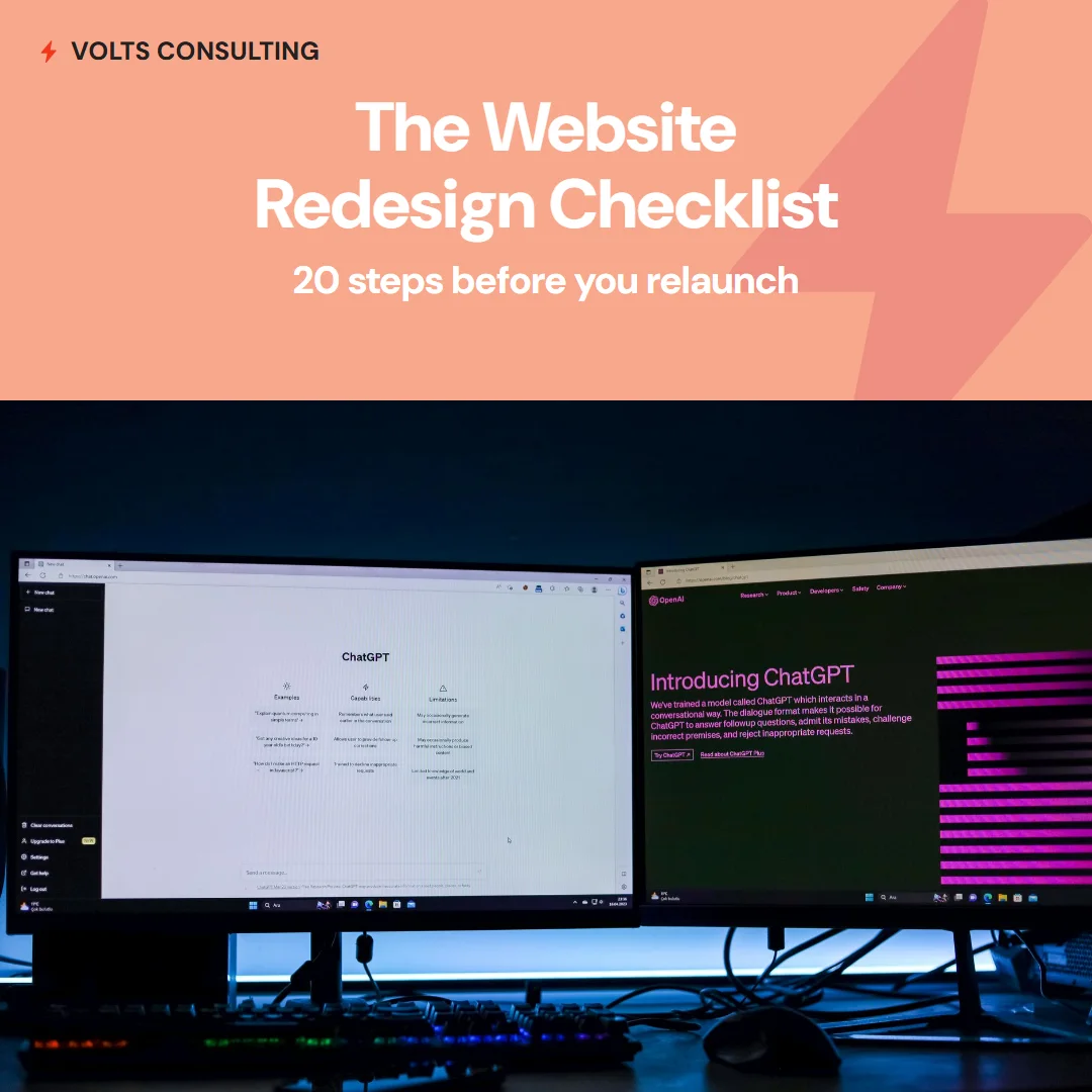 Designer weighing the old site against the new design - the website redesign checklist starts before any pixels move