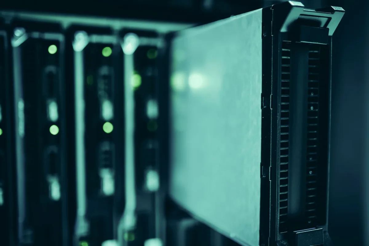 Server racks in a data center - self-hosted Perfex CRM means hosting is a permanent line item