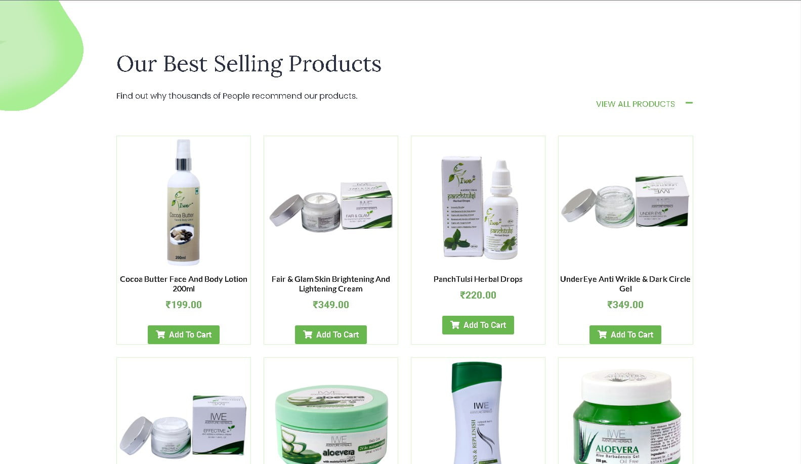 Aventure Herbals online store homepage designed by Volts Consulting