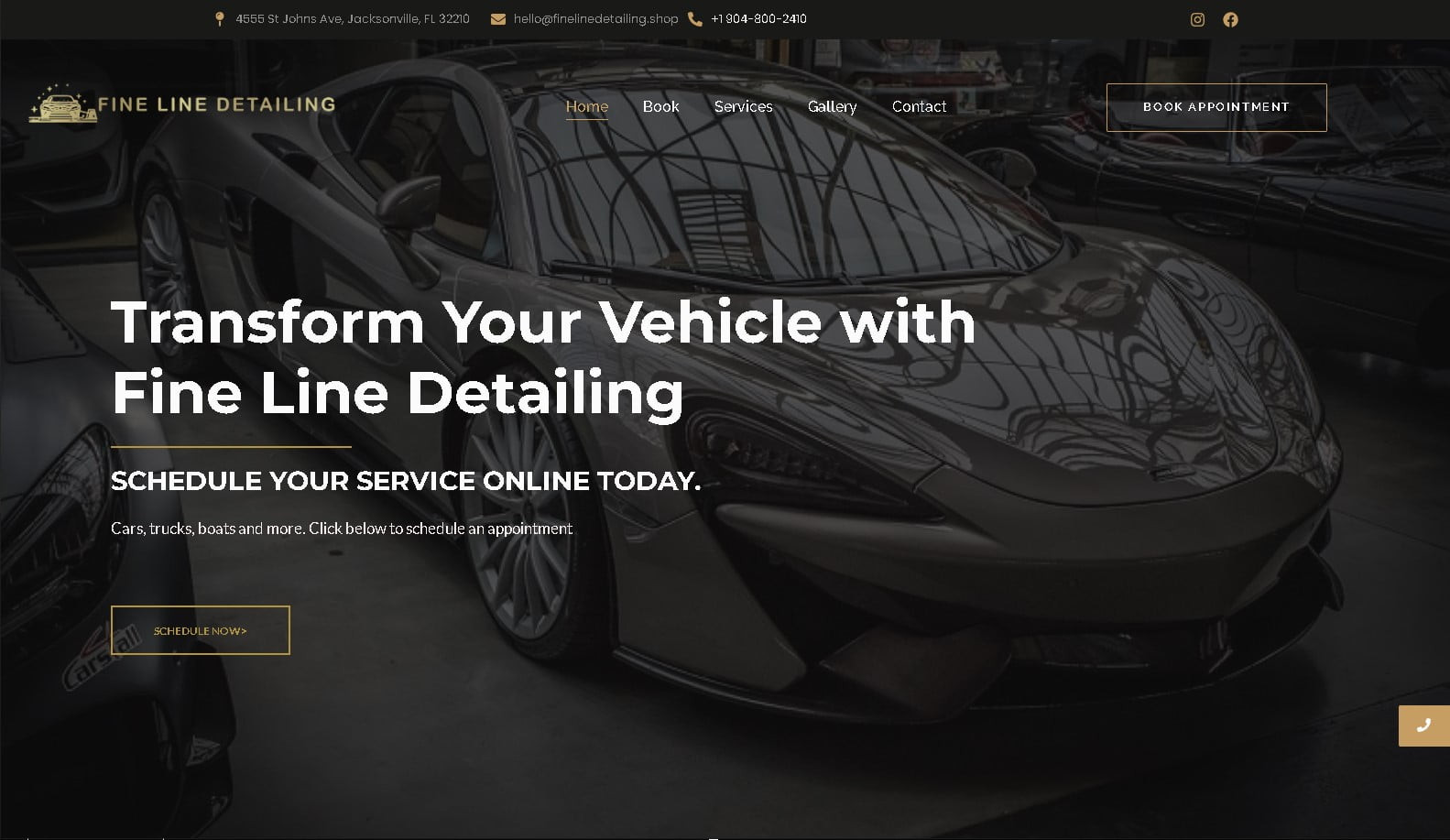 Fine Line Detailing landing page designed by Volts Consulting