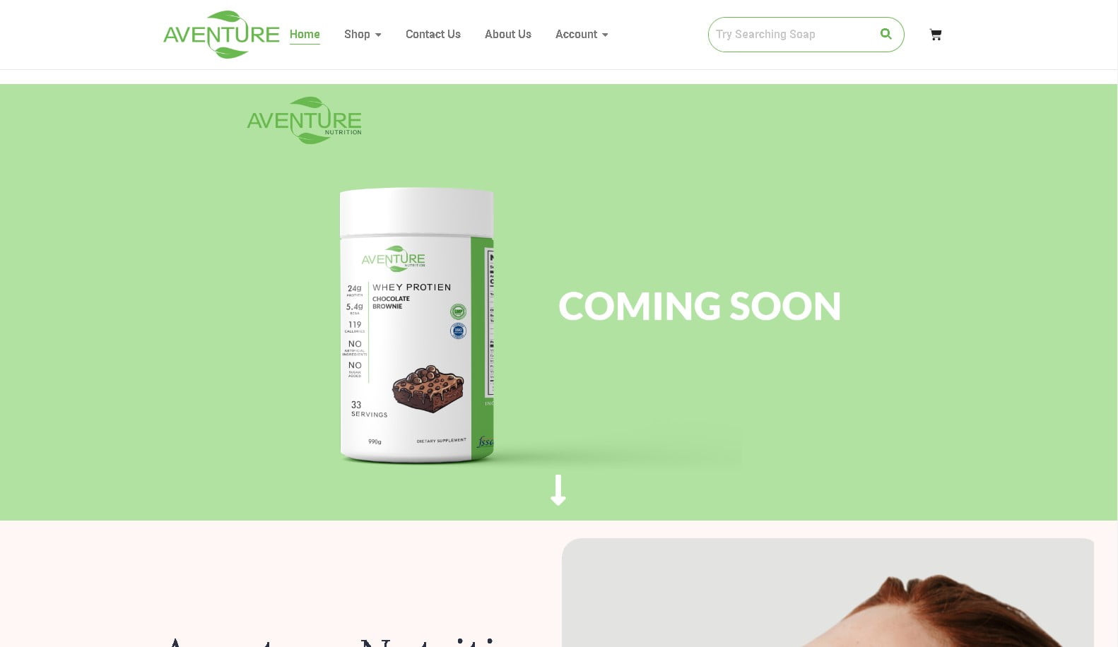 Aventure store product landing page