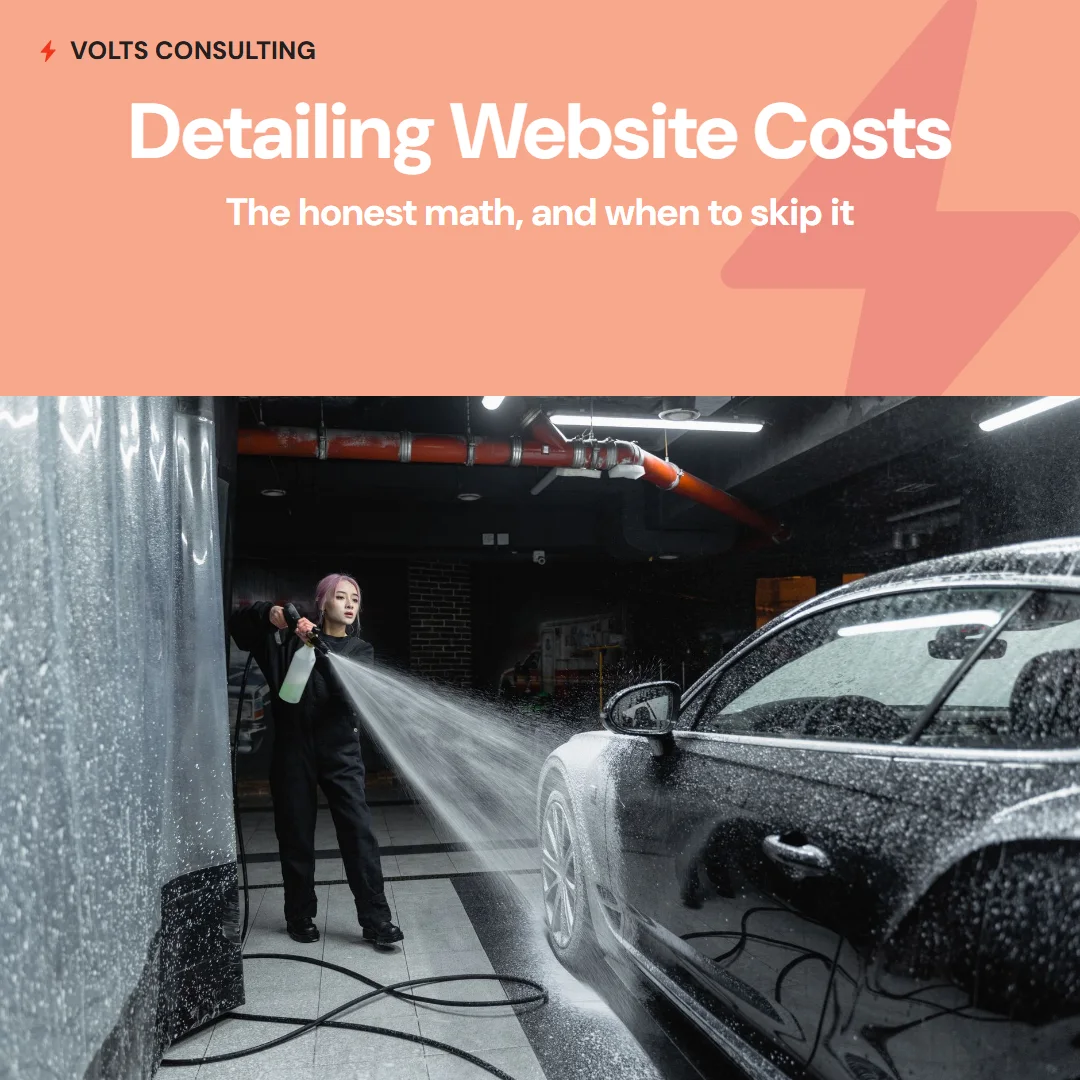Detailer foam-washing a car - what a car detailing website costs and when it pays off