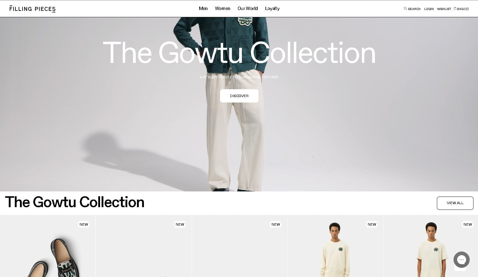 Filling Pieces online store homepage designed by Volts Consulting