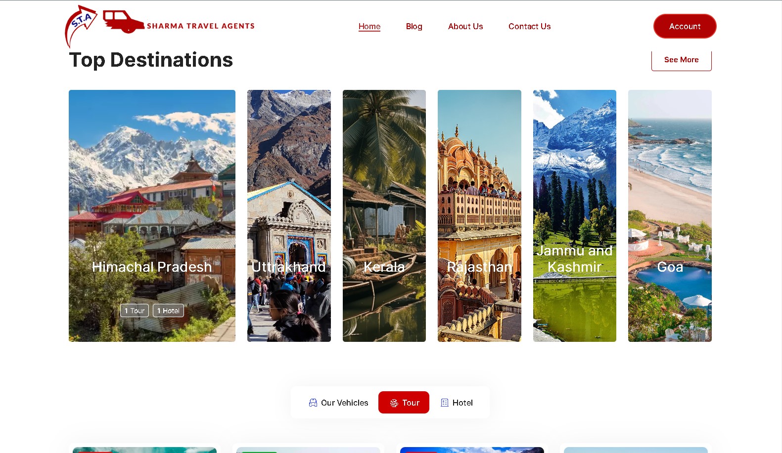 Screen shot of sharma travel agents website