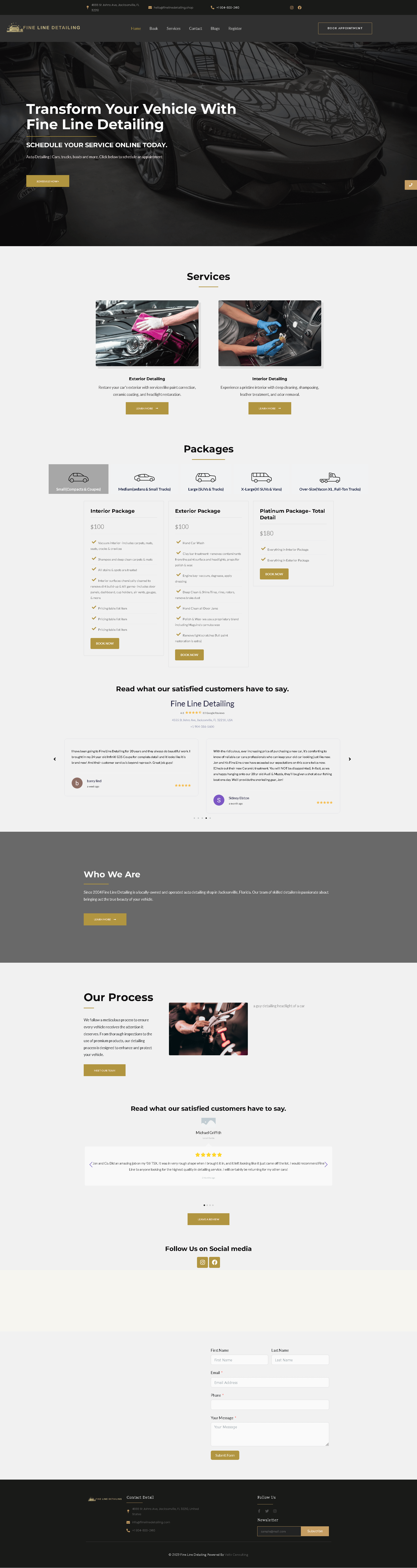 Full website screenshot of Fine Line Detailing Website